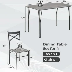Tangkula Dining Table Set for 4, Modern Rectangular Dining Table & 4 Dining Chairs Set