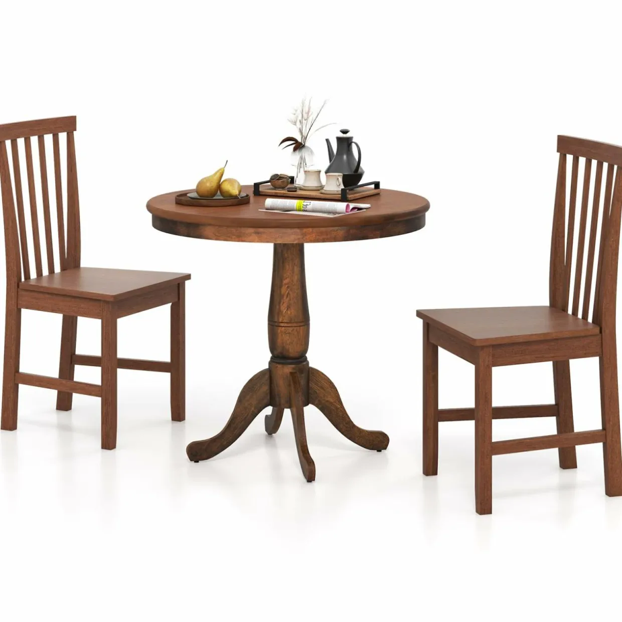 Tangkula Dining Table Set for 2, Vintage Kitchen Table and Chairs Set of 2
