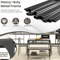 Tangkula Dining Table Set for 4, Kitchen Table with Bench and Chairs, Additonal Storage Rack