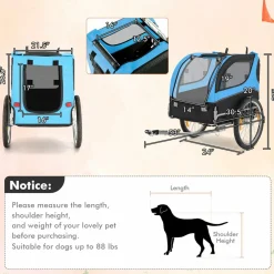 Tangkula Dog Bike Trailer, Breathable Mesh Dog Cart with 3 Entrances, Safety Flag