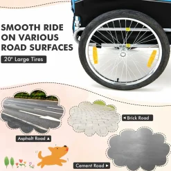 Tangkula Dog Bike Trailer, Breathable Mesh Dog Cart with 3 Entrances, Safety Flag