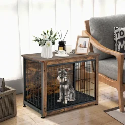 Tangkula Dog Crate Furniture with Removable Tray/Felt Mat