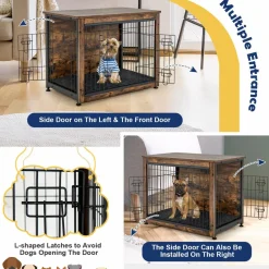 Tangkula Dog Crate Furniture with Removable Tray/Felt Mat