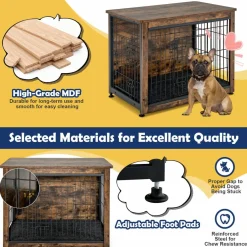Tangkula Dog Crate Furniture with Removable Tray/Felt Mat