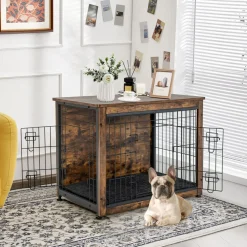 Tangkula Dog Crate Furniture with Removable Tray/Felt Mat