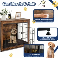 Tangkula Dog Crate Furniture with Removable Tray/Felt Mat
