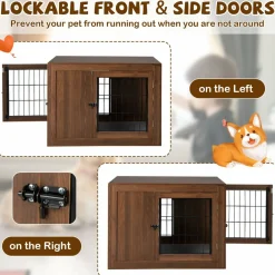 Tangkula Dog Crate Furniture, Pet Crate End Table with Cushion