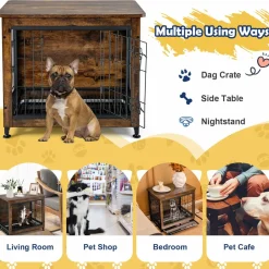 Tangkula Dog Crate Furniture with Removable Tray/Felt Mat