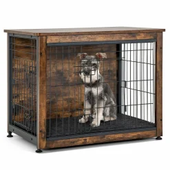 Tangkula Dog Crate Furniture with Removable Tray/Felt Mat