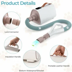 Tangkula Dog Dryer, Pet Blow Dryer with Smart LED Touch Screen, 4 Nozzles, Adjustable Temperature