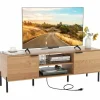 Tangkula 2-Door TV Stand with Charging Station for TVs up to 65”