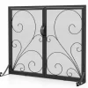 Tangkula Double Door Fireplace Screen, 38 x 31 Inch Flat Fire Guard Screen w/Magnetic Panels