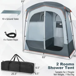 Tangkula Double Room Shower Tent, Oversize Space Privacy Tent with Floor