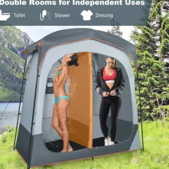 Tangkula Double Room Shower Tent, Oversize Space Privacy Tent with Floor