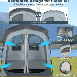 Tangkula Double Room Shower Tent, Oversize Space Privacy Tent with Floor