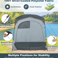 Tangkula Double Room Shower Tent, Oversize Space Privacy Tent with Floor