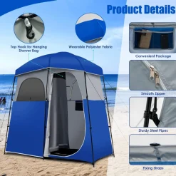 Tangkula Double-Room Shower Tent, Oversize Space Privacy Tent