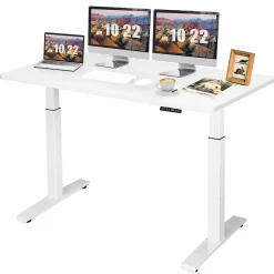 Tangkula Dual Motor Electric Standing Desk, 55 x 28 Inch, Ergonomic Stand up Home Office Desk