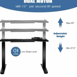 Tangkula Dual Motor Electric Standing Desk Frame, Height & Width Adjustable Motorized Sit Stand Desk Base