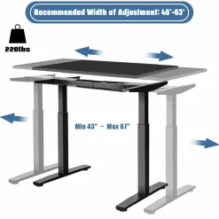 Tangkula Dual Motor Electric Standing Desk Frame, Height & Width Adjustable Motorized Sit Stand Desk Base