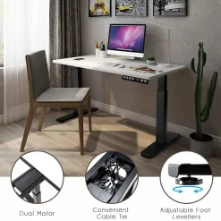 Tangkula Dual Motor Electric Standing Desk Frame, Height & Width Adjustable Motorized Sit Stand Desk Base