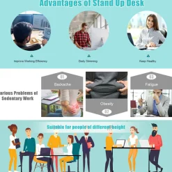 Tangkula Dual Motor Electric Standing Desk, 55 x 28 Inch, Ergonomic Stand up Home Office Desk