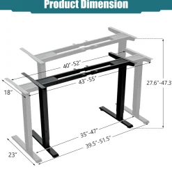 Tangkula Dual Motor Standing Desk Frame, Electric Sit Stand Up Desk Base