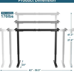 Tangkula Dual-Motor Electric Standing Desk Frame, Width & Height Adjustable Stand up Desk Base