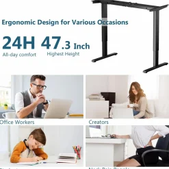 Tangkula Dual-Motor Electric Standing Desk Frame, Width & Height Adjustable Stand up Desk Base