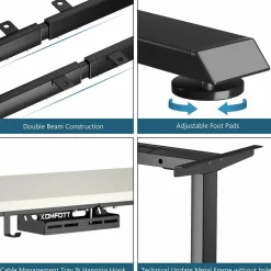 Tangkula Dual-Motor Electric Standing Desk Frame, Width & Height Adjustable Stand up Desk Base
