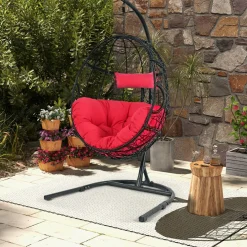 Tangkula Egg Chair with Stand, Hanging Egg Swing Chair with Removable Seat Cushion & Headrest