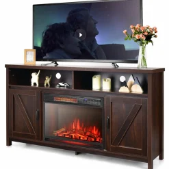 Tangkula Electric Fireplace TV Stand, 59 Inches TV Console