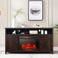 Tangkula Electric Fireplace TV Stand, 59 Inches TV Console