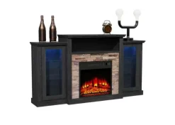 Tangkula Electric Fireplace TV Stand, Electric Fireplace Mantel with 16-Color Led Lights