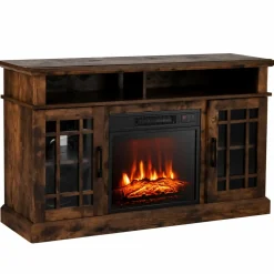 Tangkula Electric Fireplace TV Stand for TVs Up to 50 Inch, with 18 Inches 4777 BTU Fireplace Insert