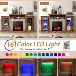 Tangkula Electric Fireplace TV Stand, Electric Fireplace Mantel with 16-Color Led Lights