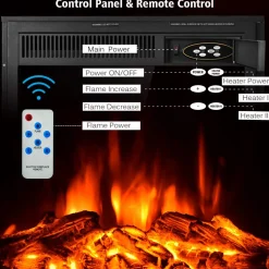 Tangkula Electric Fireplace Insert, Freestanding & Recessed Electric Fireplace Heater with Remote Control