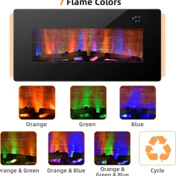 Tangkula Electric Fireplace, Freestanding & Wall-Mounted Electric Heater, 1400W Electric Fireplace with Timer