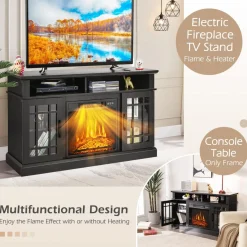 Tangkula Electric Fireplace TV Stand for TVs Up to 50 Inch, with 18 Inches 4777 BTU Fireplace Insert