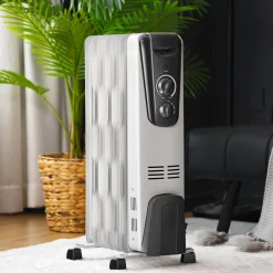 TANGKULA Electric Oil Heater, 1500W Oil Filled Radiator Heater w/ Tip-over and Overheating Protection
