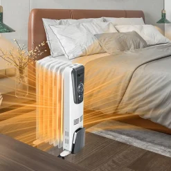 TANGKULA Electric Oil Heater, 1500W Oil Filled Radiator Heater w/ Tip-over and Overheating Protection
