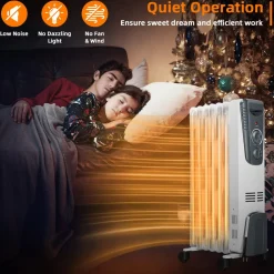 TANGKULA Electric Oil Heater, 1500W Oil Filled Radiator Heater w/ Tip-over and Overheating Protection