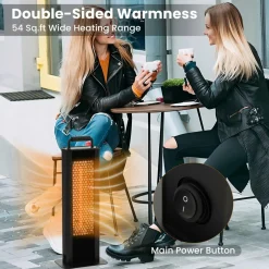 Tangkula Electric Patio Heater, 1200W Infrared Outdoor Heater, Double-Sided Heating