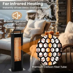 Tangkula Electric Patio Heater, 1200W Infrared Outdoor Heater, Double-Sided Heating