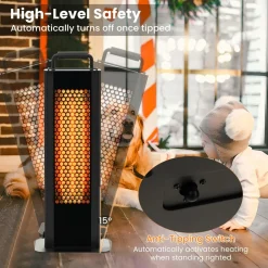 Tangkula Electric Patio Heater, 1200W Infrared Outdoor Heater, Double-Sided Heating