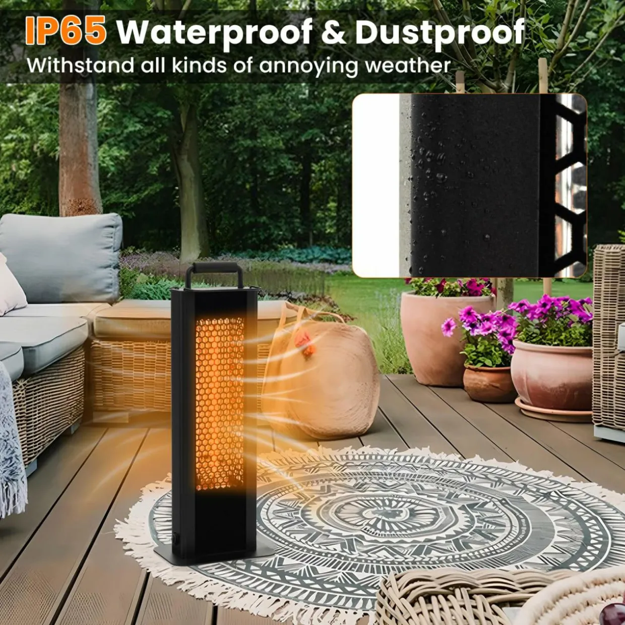 Tangkula Electric Patio Heater, 1200W Infrared Outdoor Heater, Double-Sided Heating