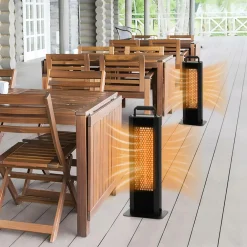 Tangkula Electric Patio Heater, 1200W Infrared Outdoor Heater, Double-Sided Heating