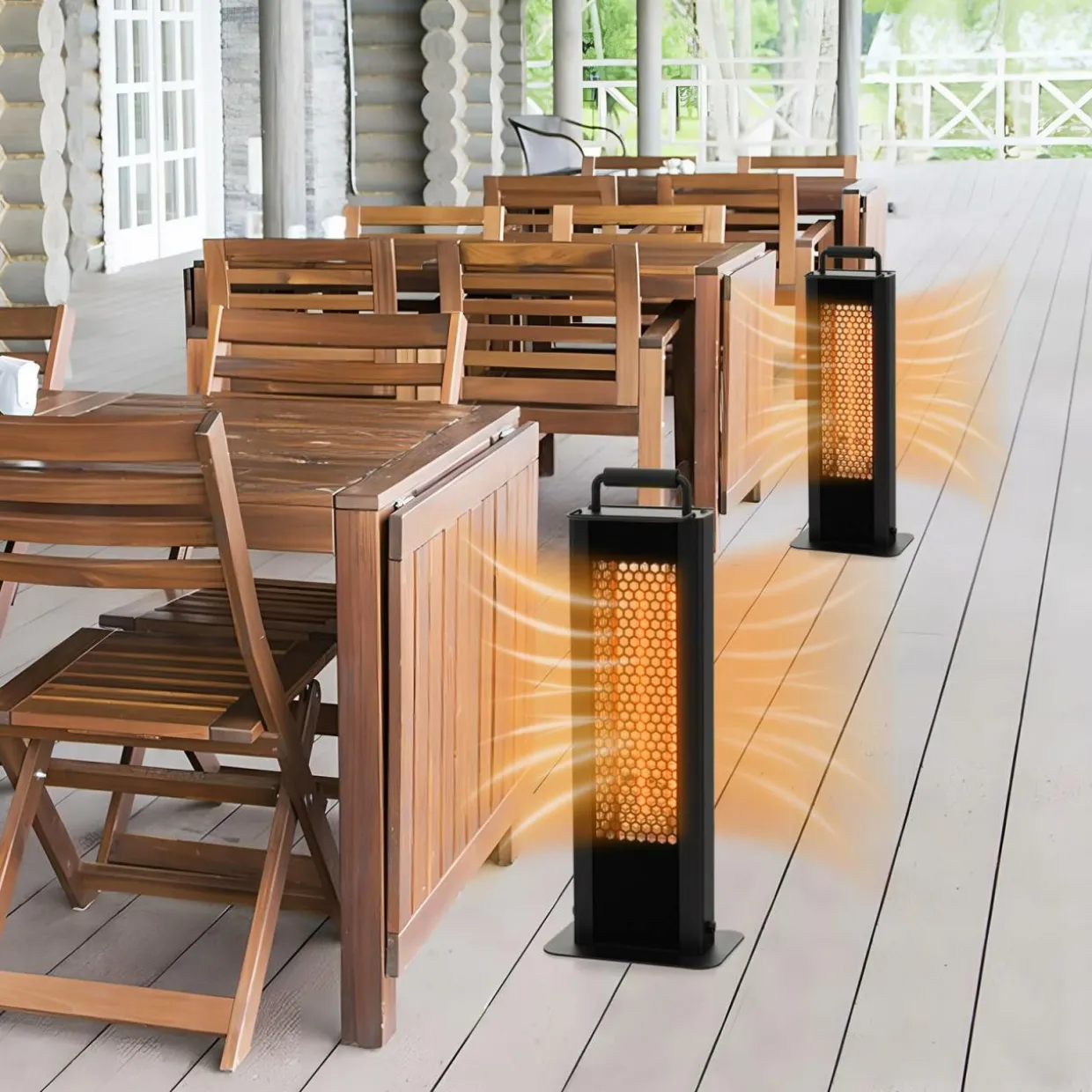 Tangkula Electric Patio Heater, 1200W Infrared Outdoor Heater, Double-Sided Heating