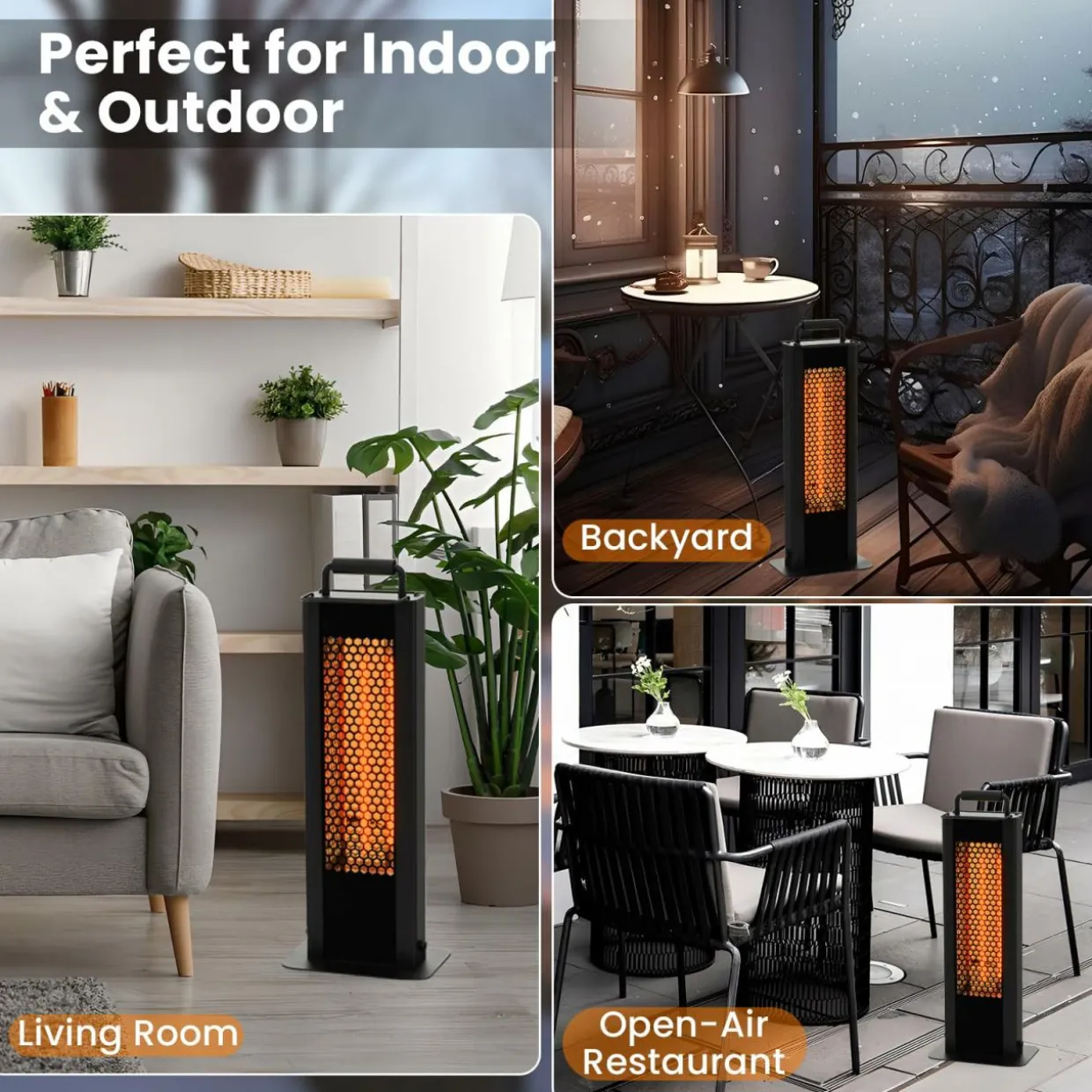 Tangkula Electric Patio Heater, 1200W Infrared Outdoor Heater, Double-Sided Heating