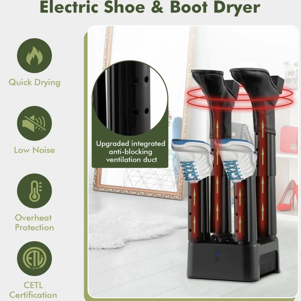 Tangkula Electric Shoe Dryer, Boot Dryer for Mighty Boot Warmer Glove Dryer